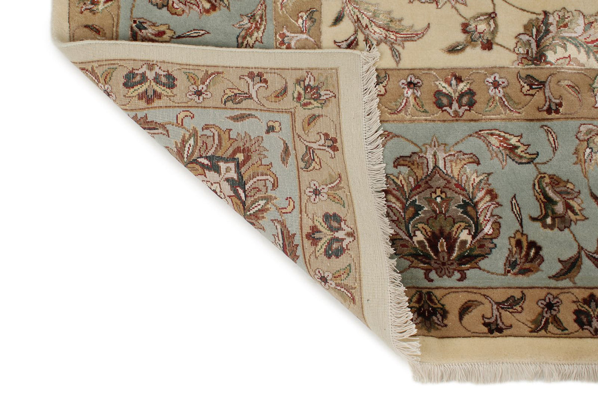9x12 Ivory and Light Blue Turkish Silk Rug