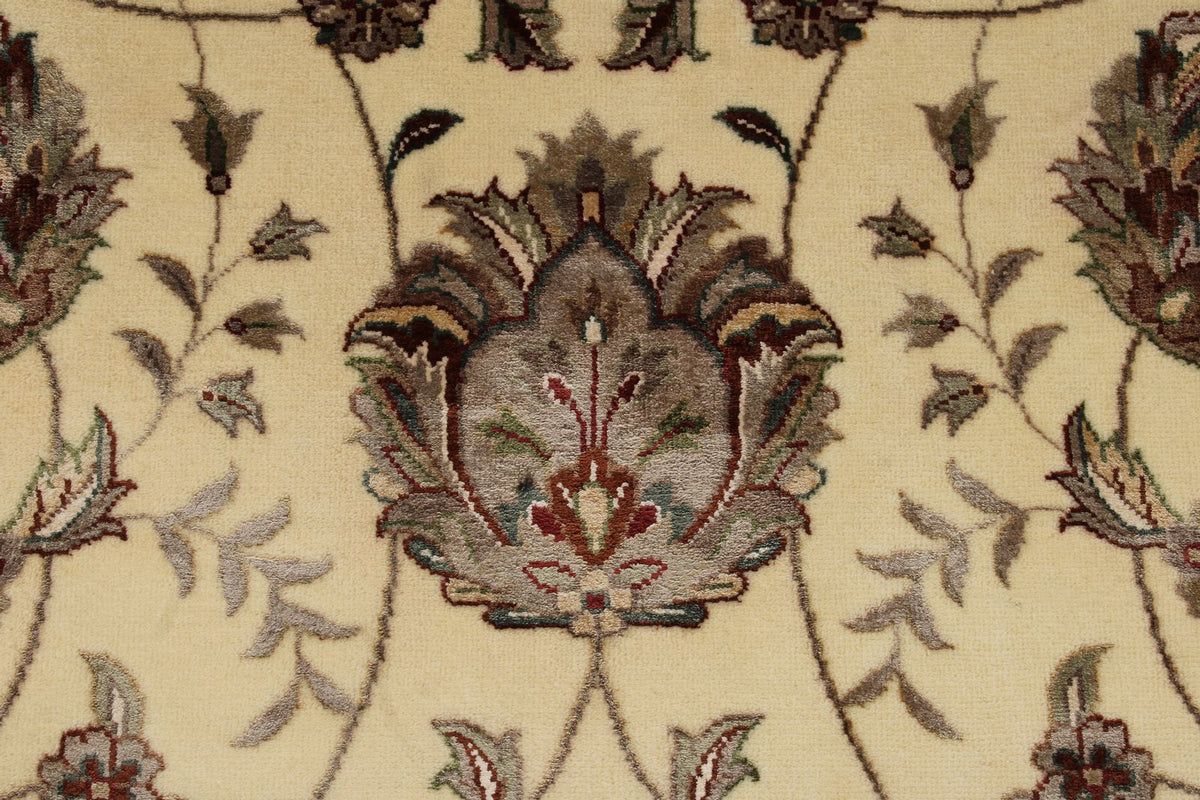 9x12 Ivory and Light Blue Turkish Silk Rug