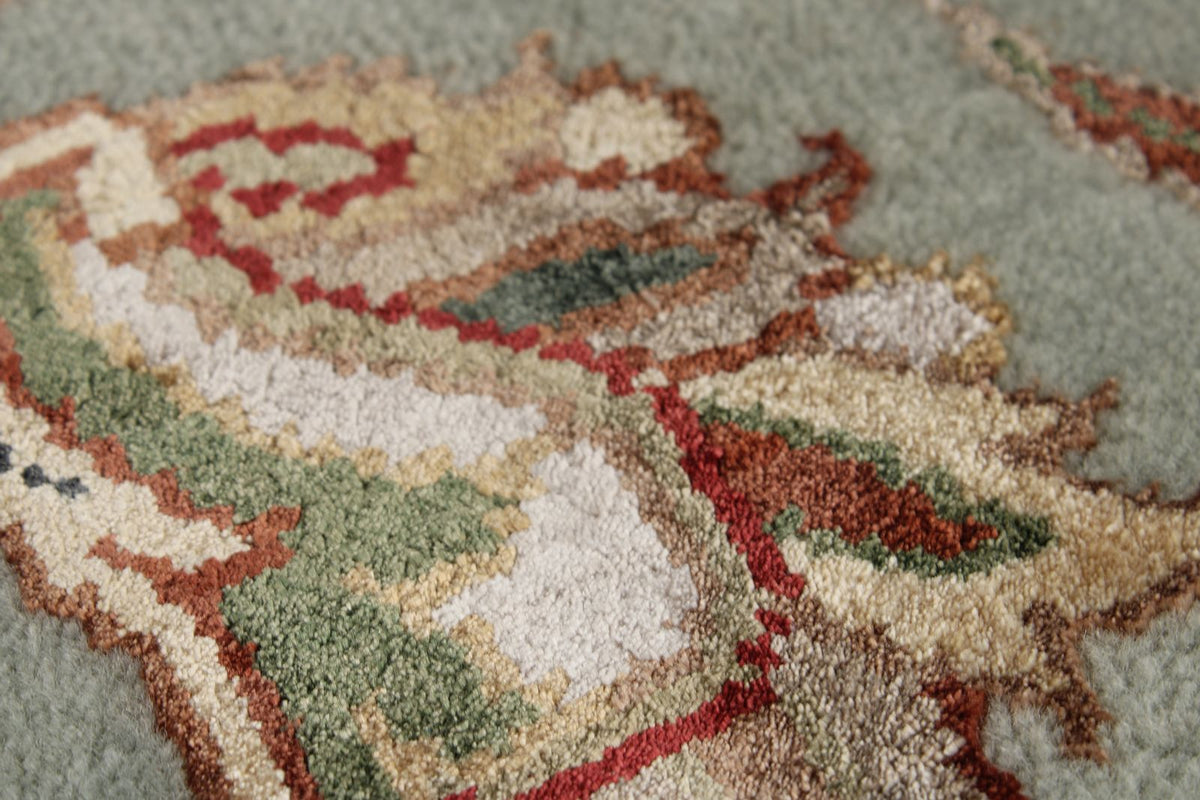 9x12 Ivory and Light Blue Turkish Silk Rug