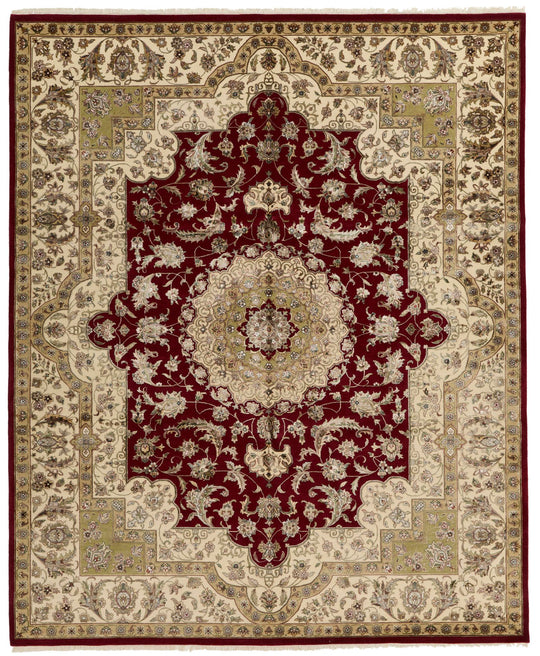 8x10 Red and Ivory Turkish Silk Rug