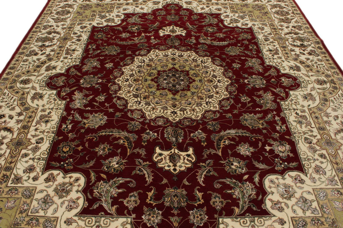 8x10 Red and Ivory Turkish Silk Rug