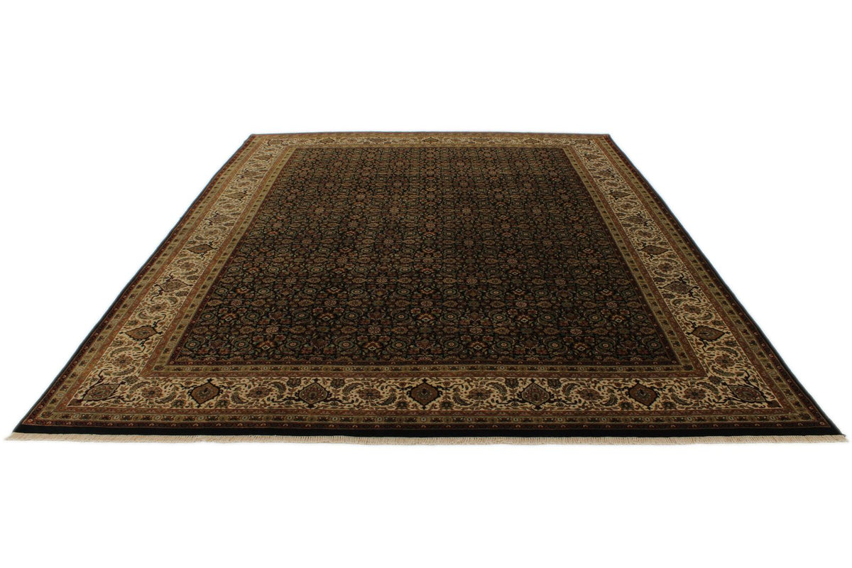 9x12 Black and Ivory Turkish Traditional Rug