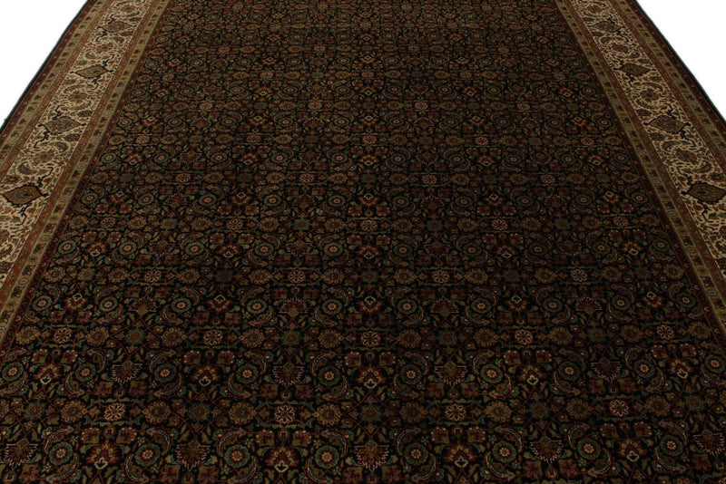 9x12 Black and Ivory Turkish Traditional Rug