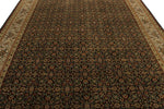 9x12 Black and Ivory Turkish Traditional Rug