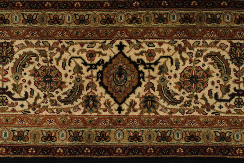 9x12 Black and Ivory Turkish Traditional Rug