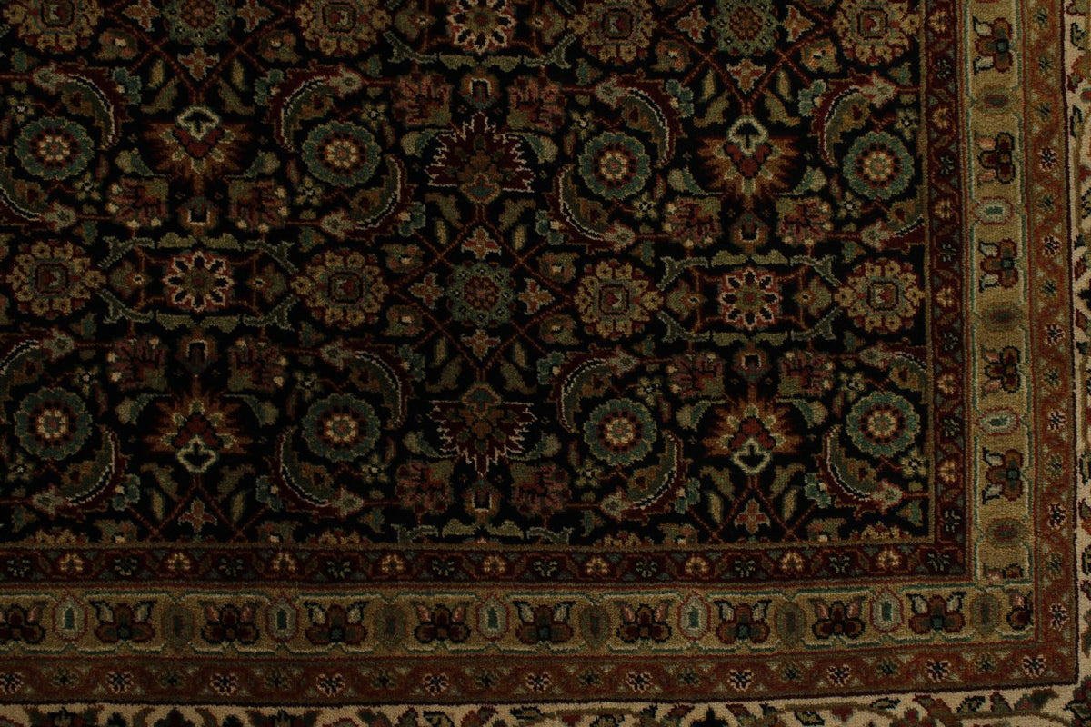 9x12 Black and Ivory Turkish Traditional Rug