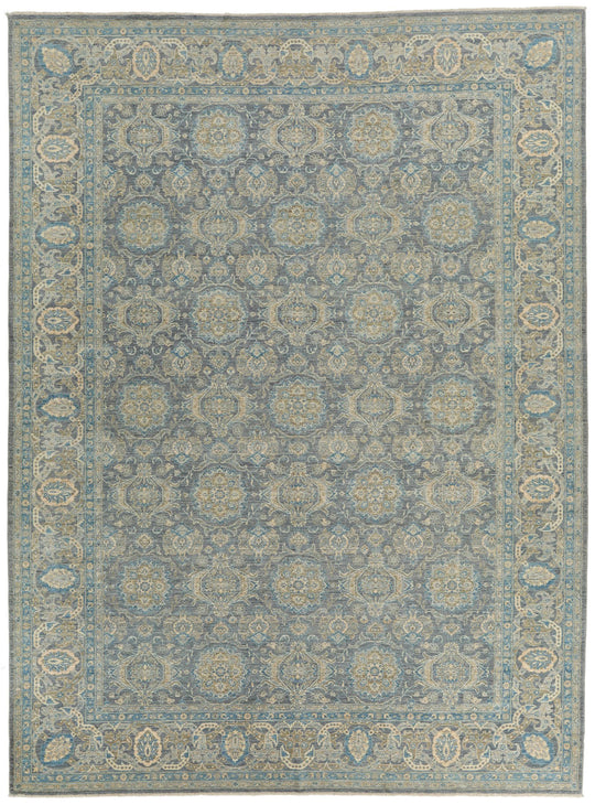 10x14 Gray and Light Blue Anatolian Tribal Rug