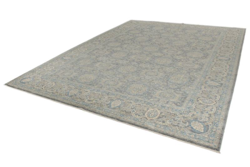 10x14 Gray and Light Blue Anatolian Tribal Rug