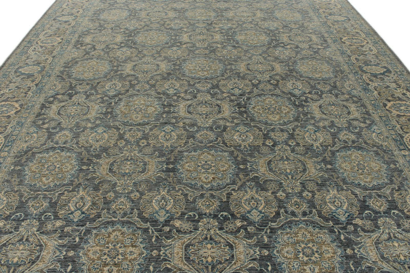 10x14 Gray and Light Blue Anatolian Tribal Rug