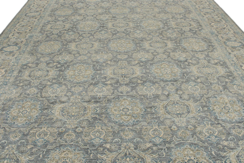 10x14 Gray and Light Blue Anatolian Tribal Rug