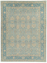9x12 Blue and Ivory Anatolian Tribal Rug