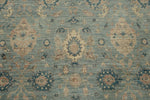 9x12 Blue and Ivory Anatolian Tribal Rug
