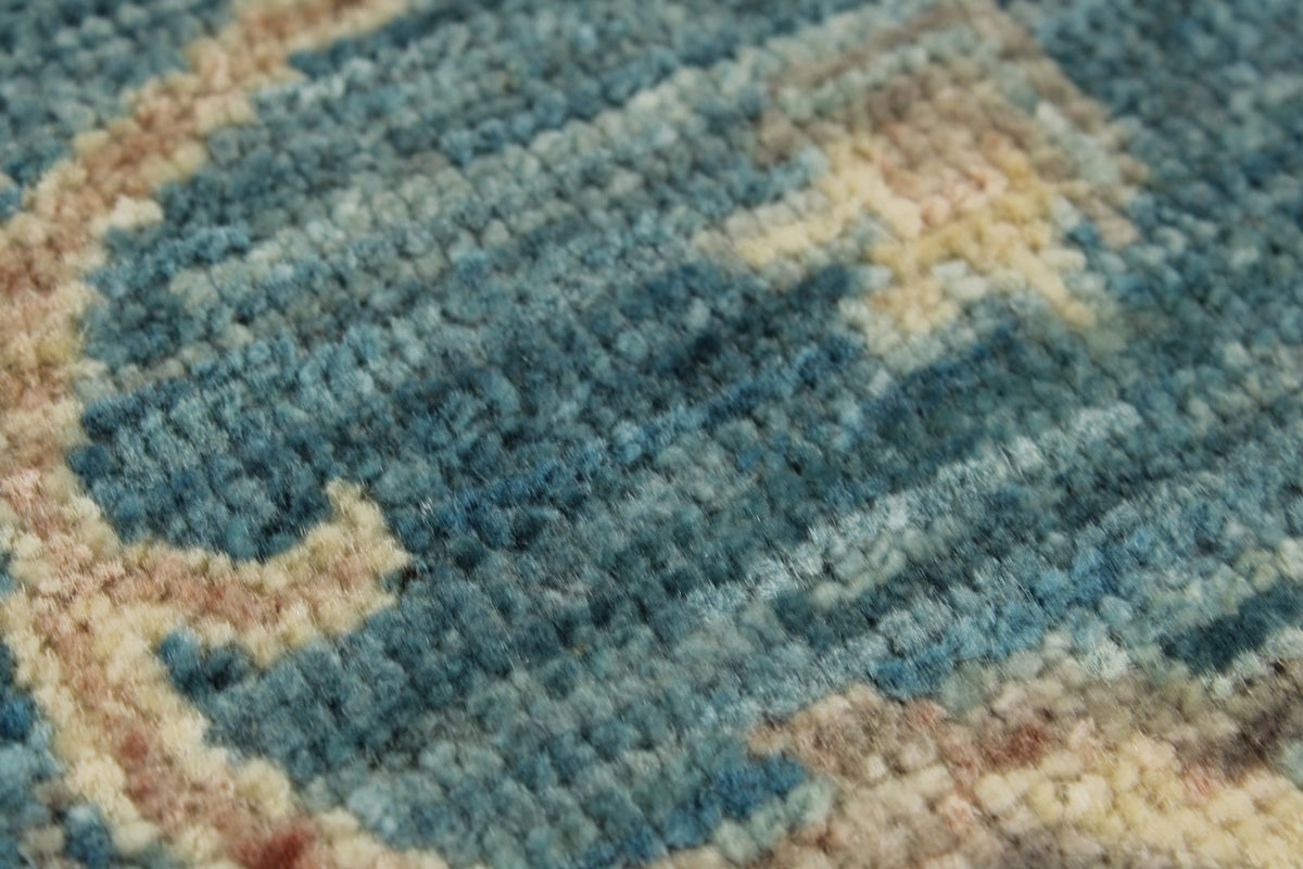 9x12 Blue and Ivory Anatolian Tribal Rug