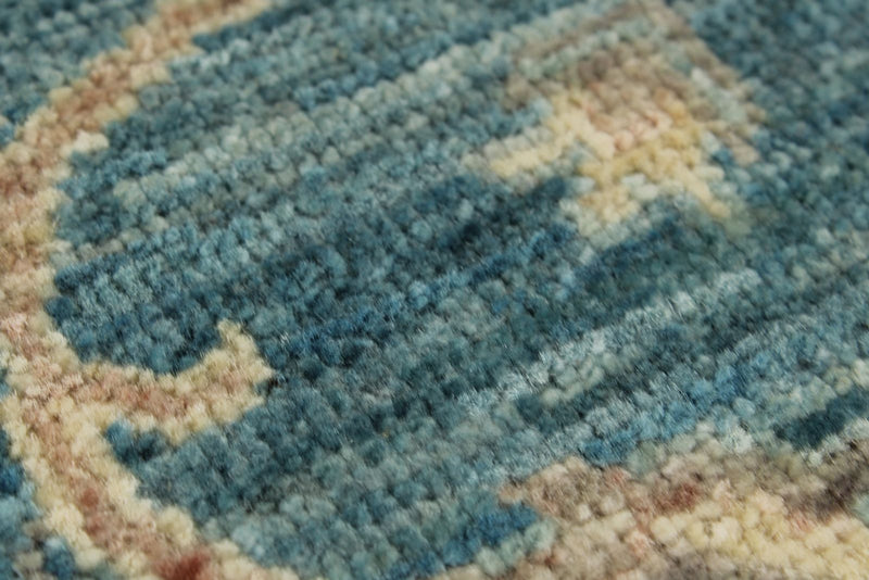 9x12 Blue and Ivory Anatolian Tribal Rug