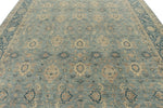 9x12 Blue and Ivory Anatolian Tribal Rug