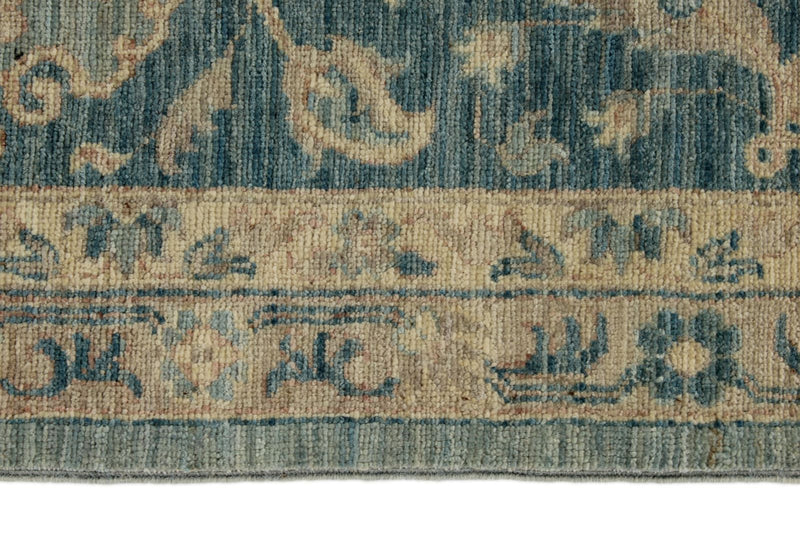 9x12 Blue and Ivory Anatolian Tribal Rug