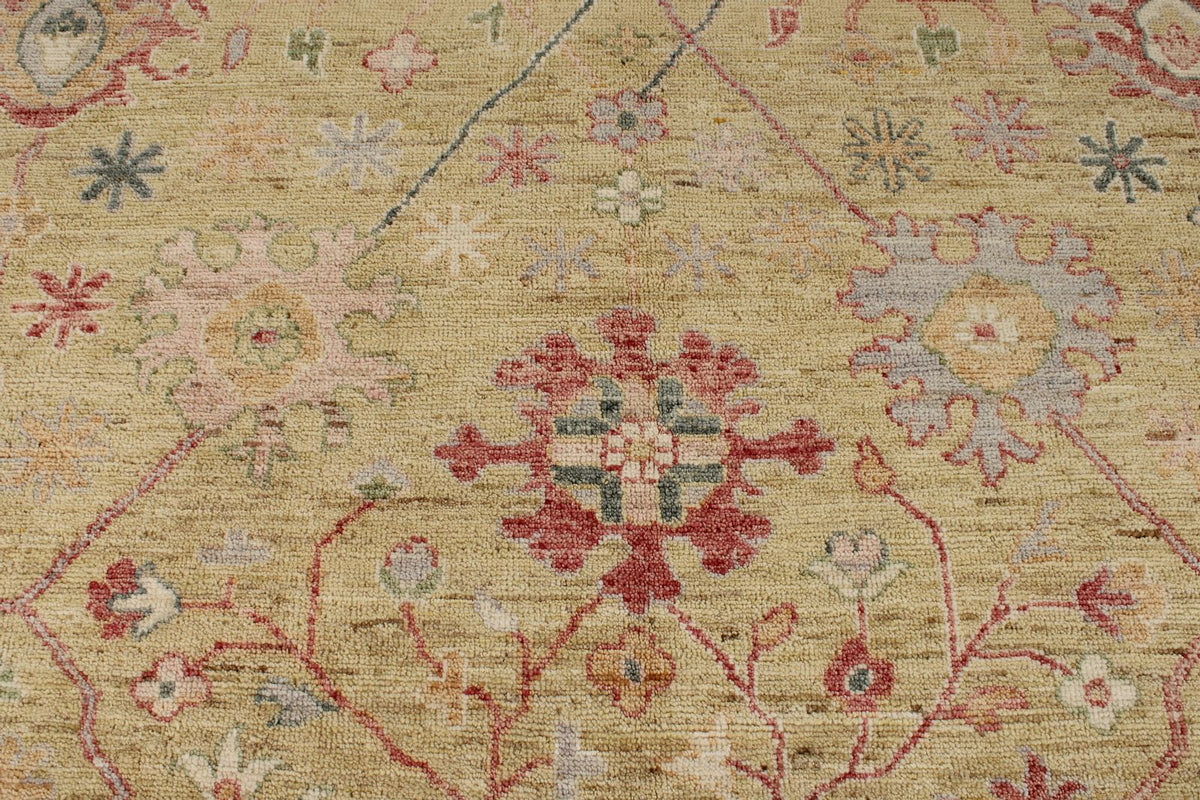 9x12 Yellow and Ivory Turkish Oushak Rug
