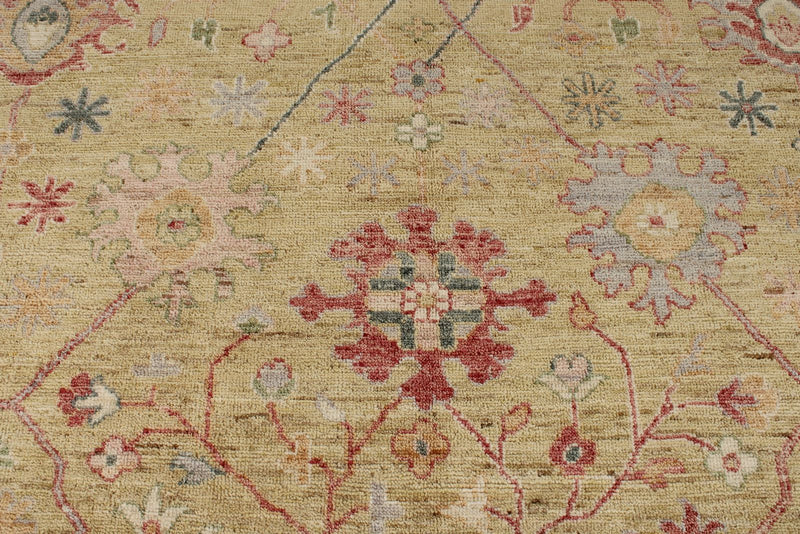 9x12 Yellow and Ivory Turkish Oushak Rug