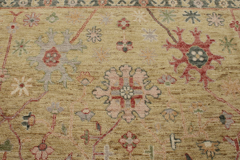 9x12 Yellow and Ivory Turkish Oushak Rug