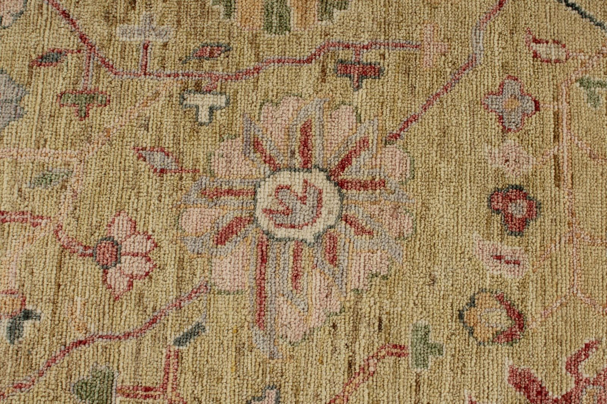 9x12 Yellow and Ivory Turkish Oushak Rug