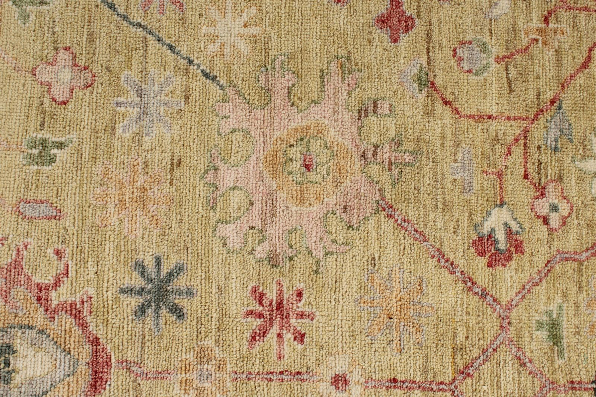 9x12 Yellow and Ivory Turkish Oushak Rug