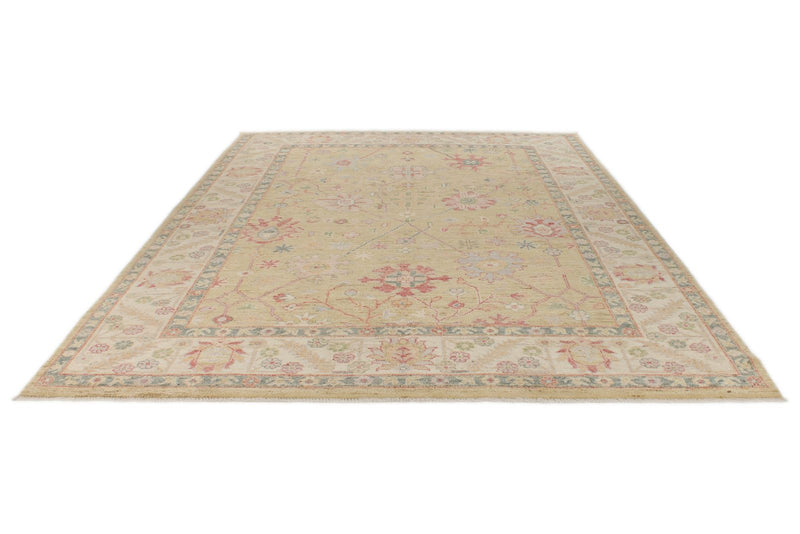 9x12 Yellow and Ivory Turkish Oushak Rug