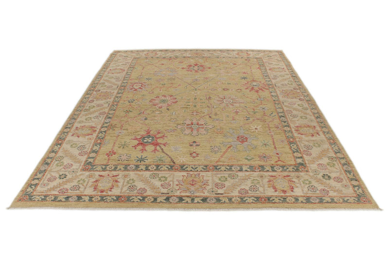 9x12 Yellow and Ivory Turkish Oushak Rug