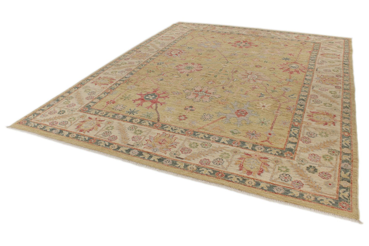 9x12 Yellow and Ivory Turkish Oushak Rug