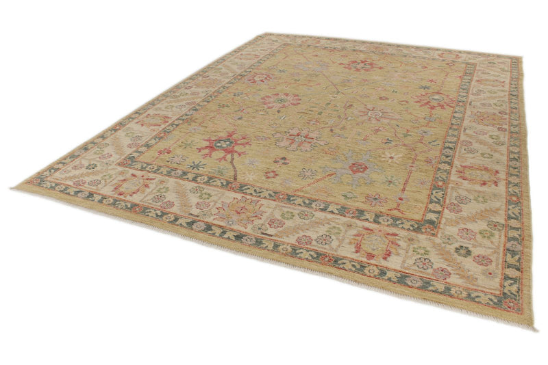 9x12 Yellow and Ivory Turkish Oushak Rug