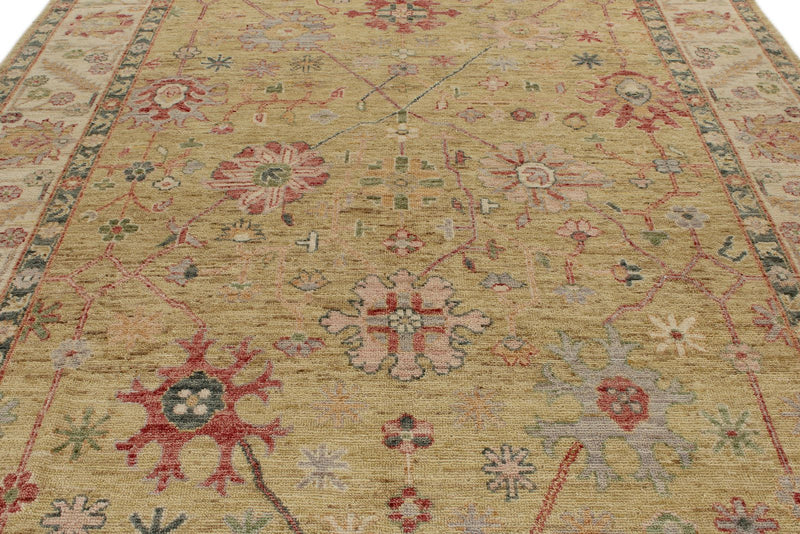 9x12 Yellow and Ivory Turkish Oushak Rug