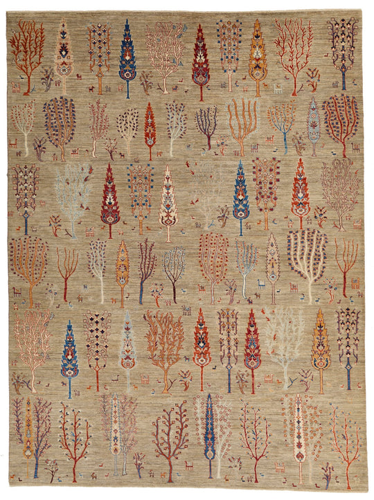 9x12 Brown and Multicolor Anatolian Traditional Rug