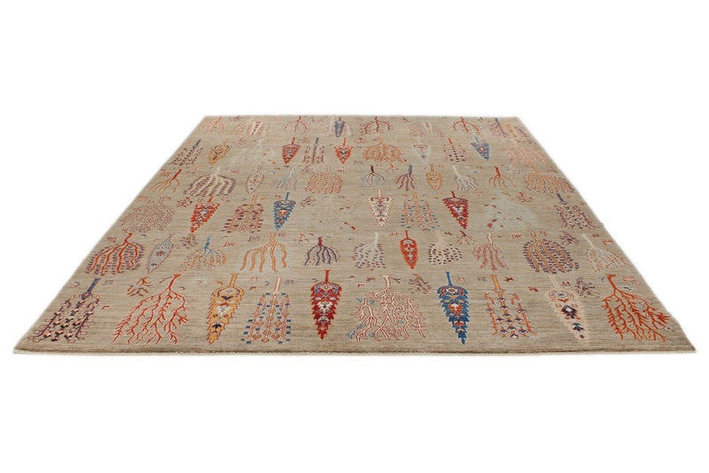 9x12 Brown and Multicolor Anatolian Traditional Rug