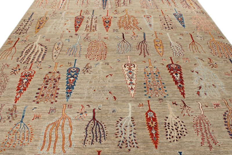 9x12 Brown and Multicolor Anatolian Traditional Rug