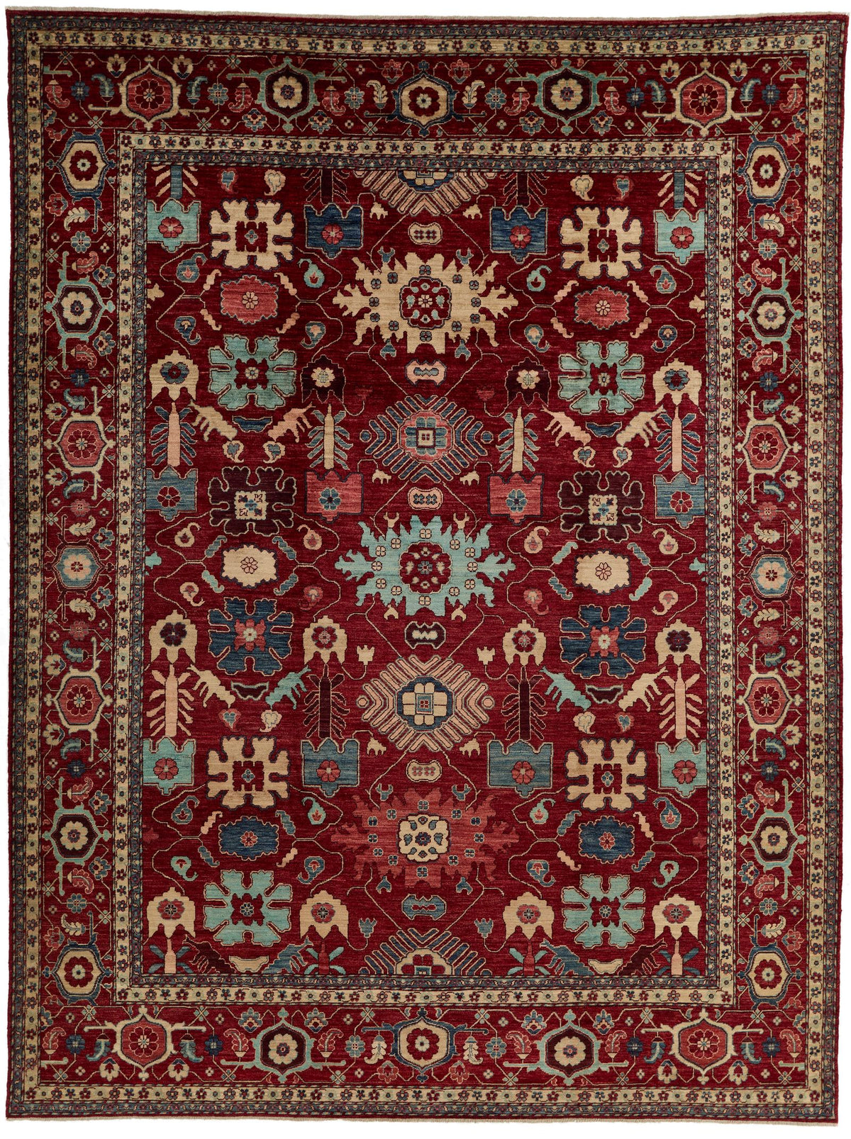 9x12 Red and Multicolor Anatolian Traditional Rug
