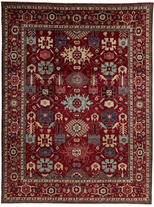 9x12 Red and Multicolor Anatolian Traditional Rug