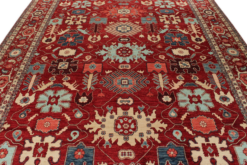 9x12 Red and Multicolor Anatolian Traditional Rug