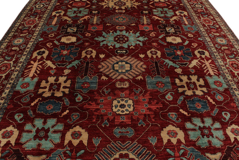 9x12 Red and Multicolor Anatolian Traditional Rug