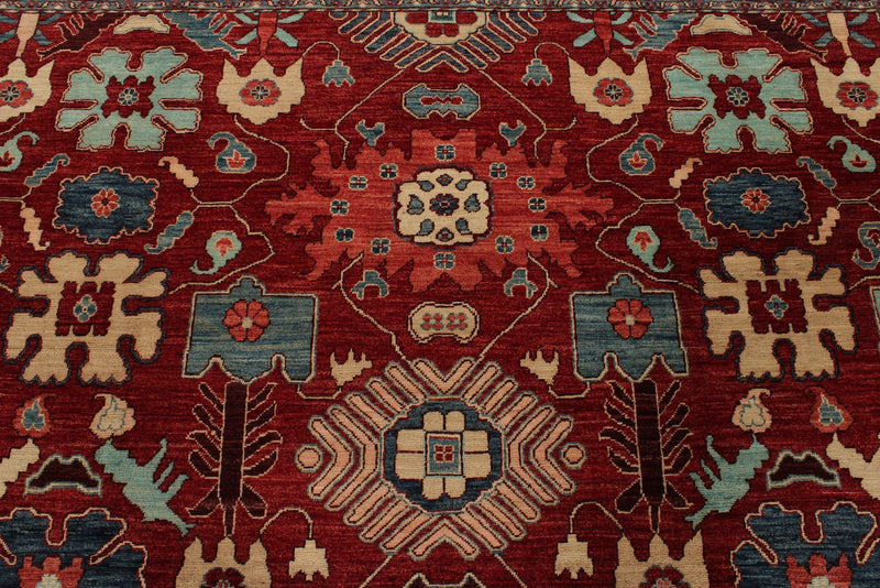 9x12 Red and Multicolor Anatolian Traditional Rug