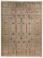 9x12 Gray and Multicolor Turkish Tribal Rug