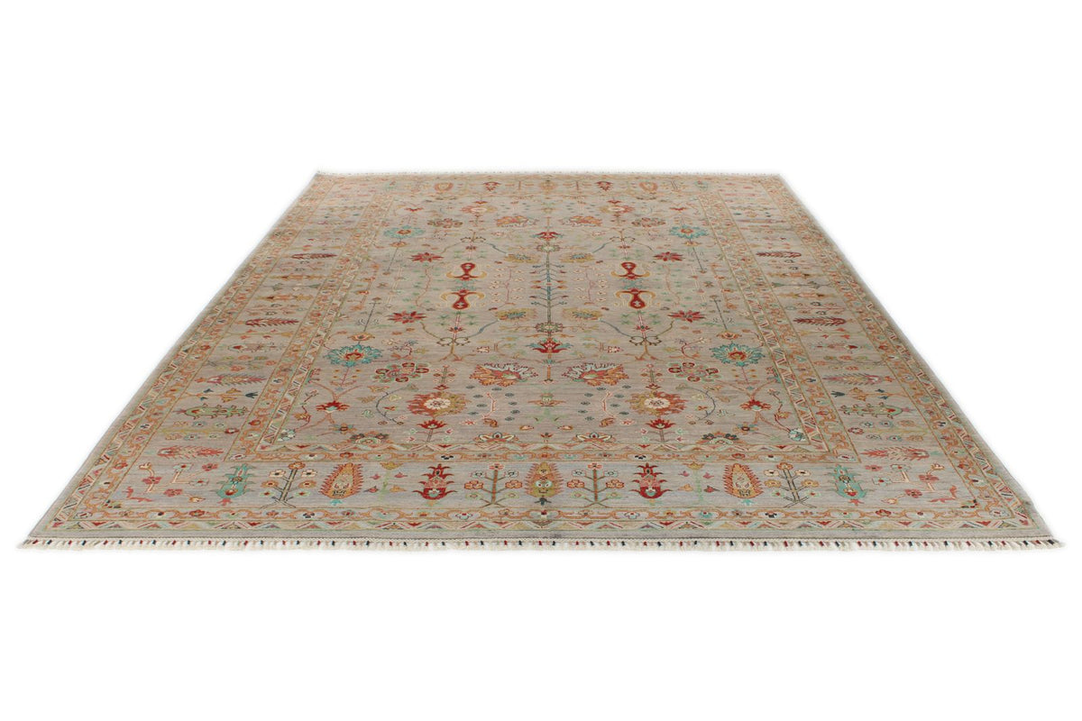 9x12 Gray and Multicolor Turkish Tribal Rug