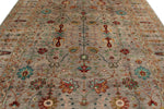9x12 Gray and Multicolor Turkish Tribal Rug