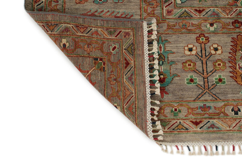 9x12 Gray and Multicolor Turkish Tribal Rug