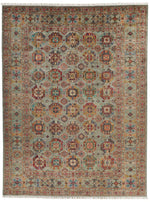 9x12 Gray and Multicolor Turkish Tribal Rug