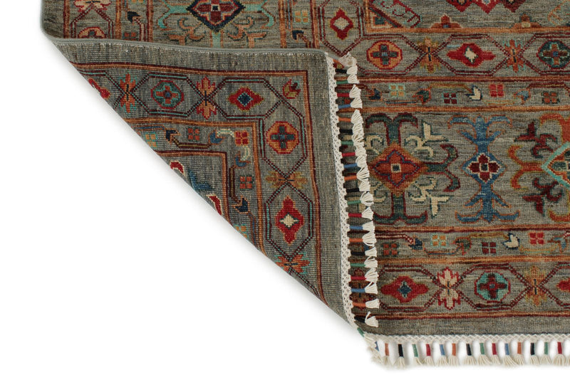 9x12 Gray and Multicolor Turkish Tribal Rug