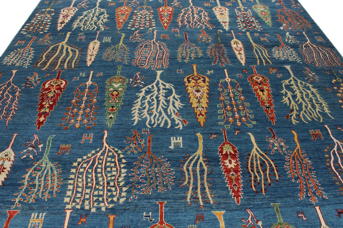 9x12 Blue and Multicolor Anatolian Traditional Rug