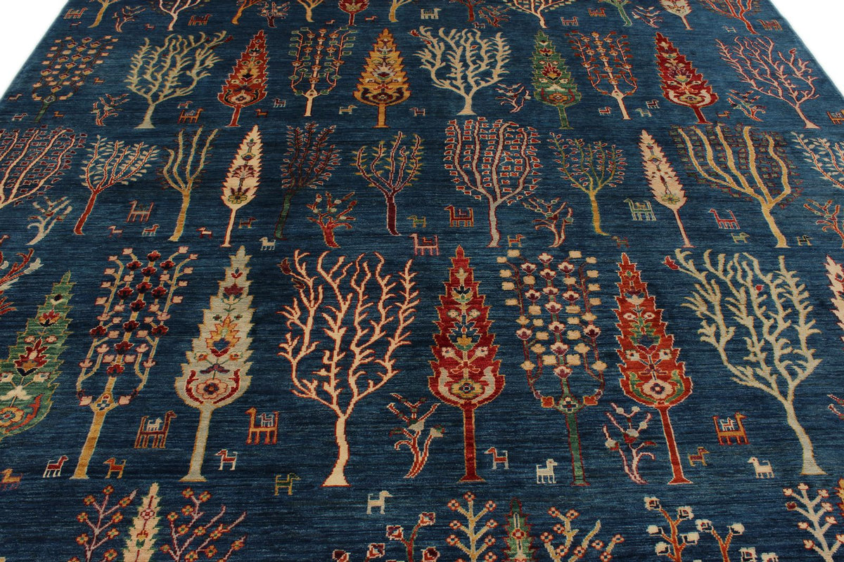 9x12 Blue and Multicolor Anatolian Traditional Rug