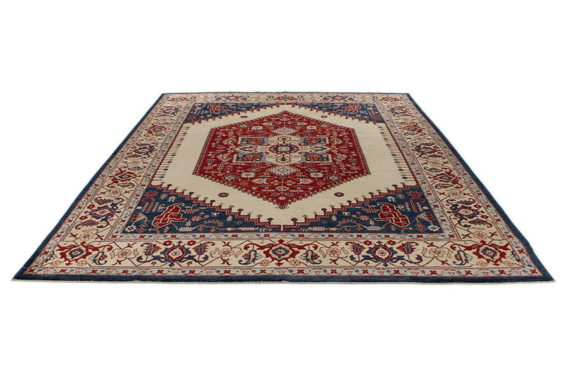9x12 Ivory and Multicolor Anatolian Traditional Rug