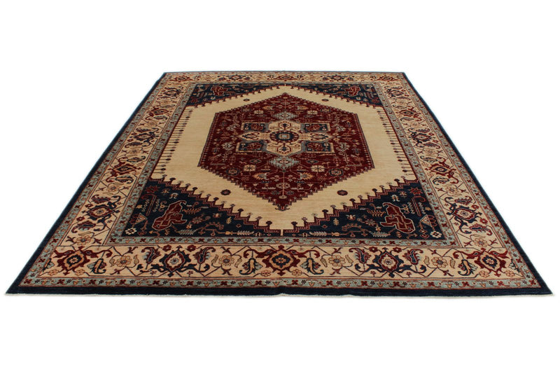 9x12 Ivory and Multicolor Anatolian Traditional Rug