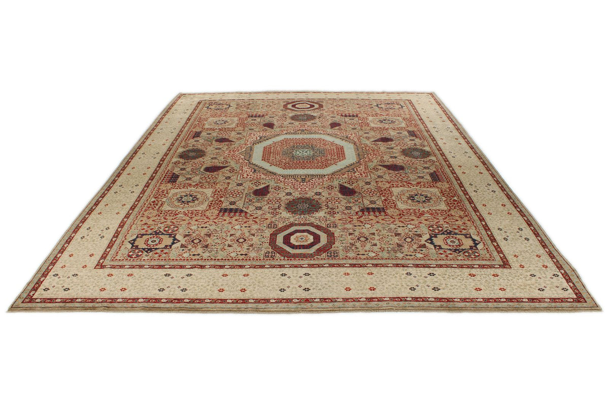 9x12 Green and Multicolor Turkish Tribal Rug