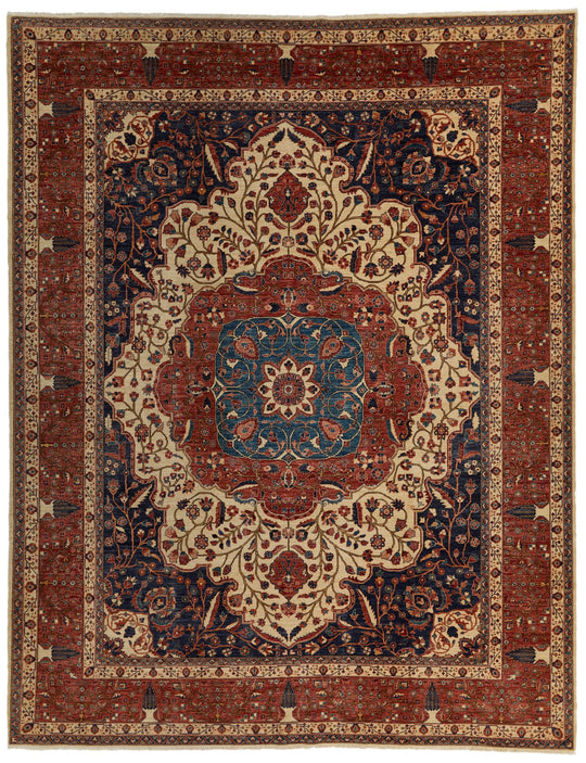 9x12 Ivory and Ivory Anatolian Traditional Rug